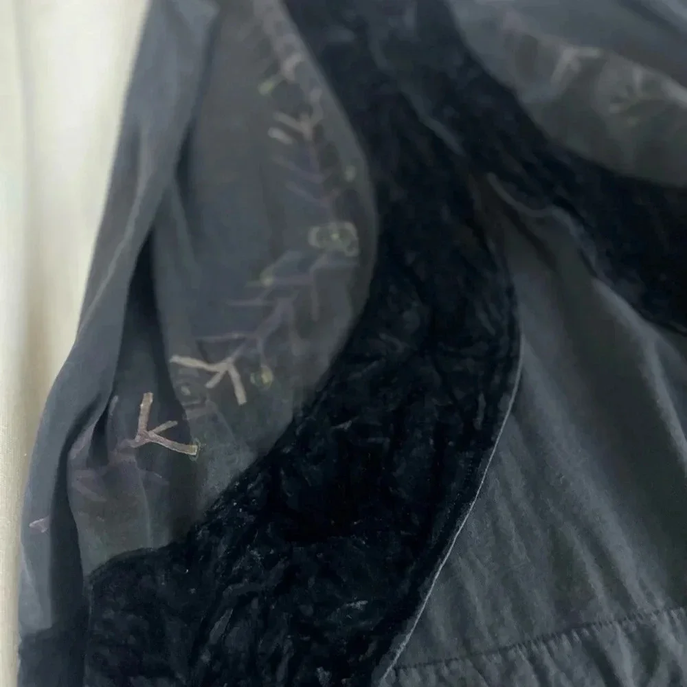 Blue Fish Hand Printed Duster Velvet Trim, Hem Organic Cotton Size 1 USA - Picture 6 of 16